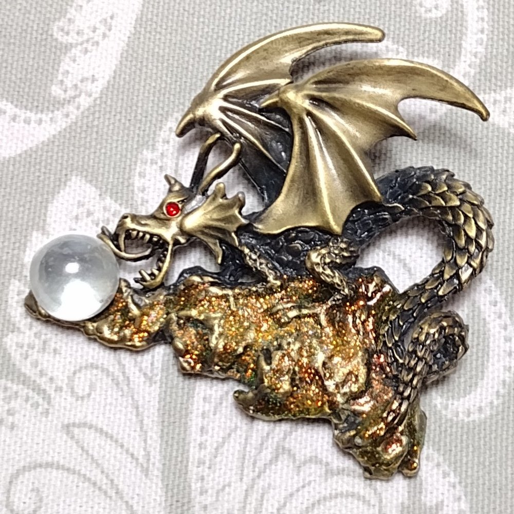 🎬Vintage🎬 Bronzed Tone Pewter Dragon Brooch